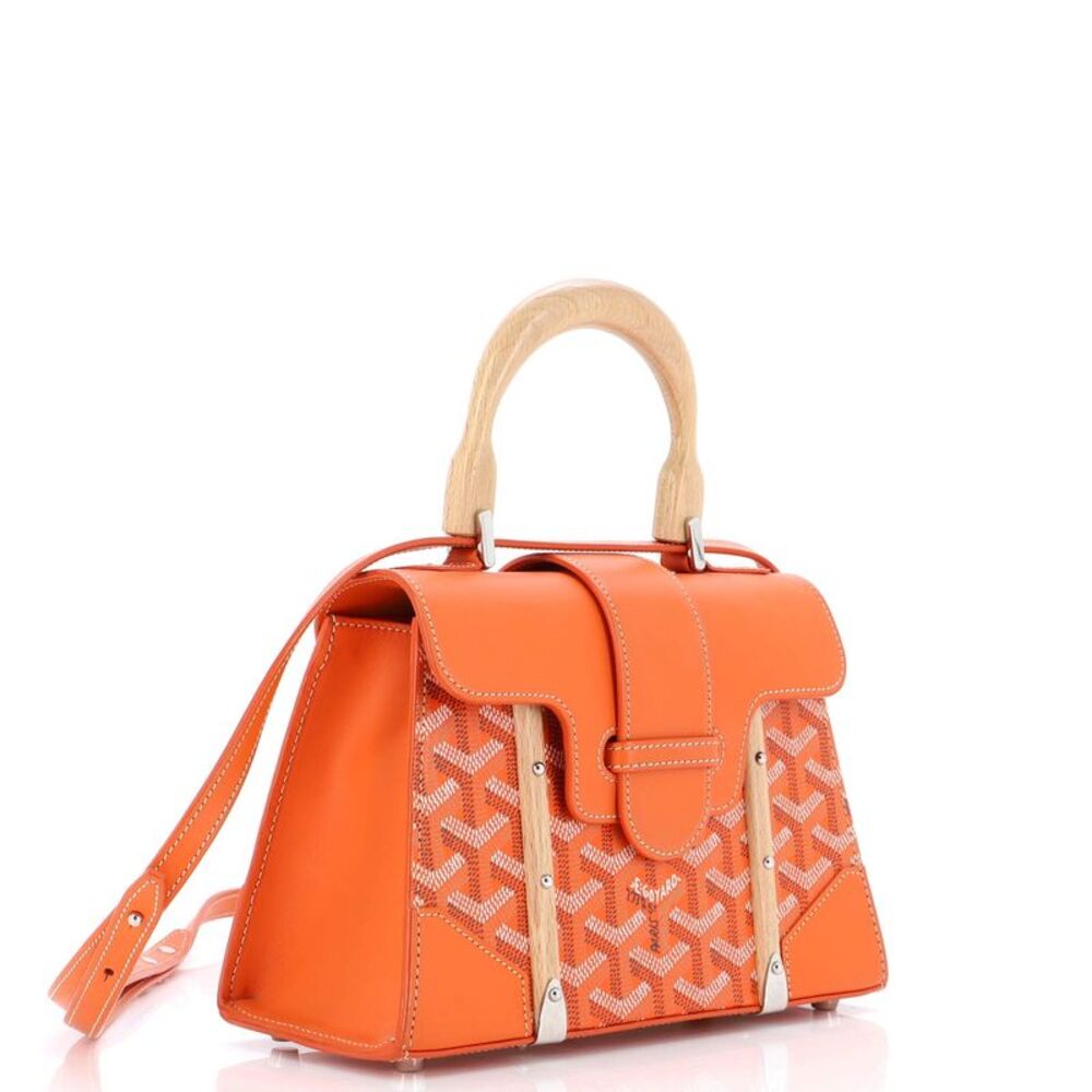 Goyard Structured Saigon Top Handle Bag Coated Canvas with Leather Mini Orange - Picture 2 of 10